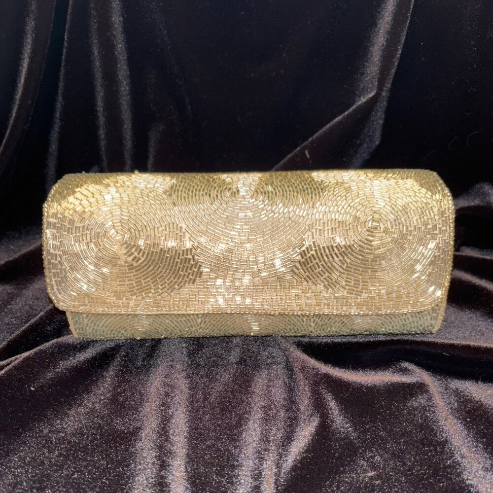 Vintage Richere Walborg Silver Roll Top Beaded Clutch